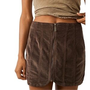 Free People Layla Cord Mini Skirt Size 0 Brown New NWT We The Free Corduroy